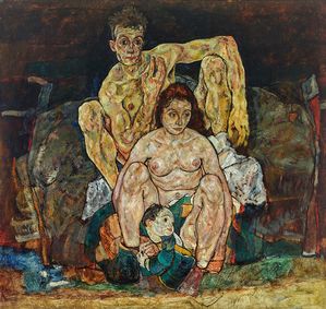 Kauerndes Menschenpaar (Die Familie), 1918 Egon Schiele, Kauerndes Menschenpaar (Die Familie), 1918