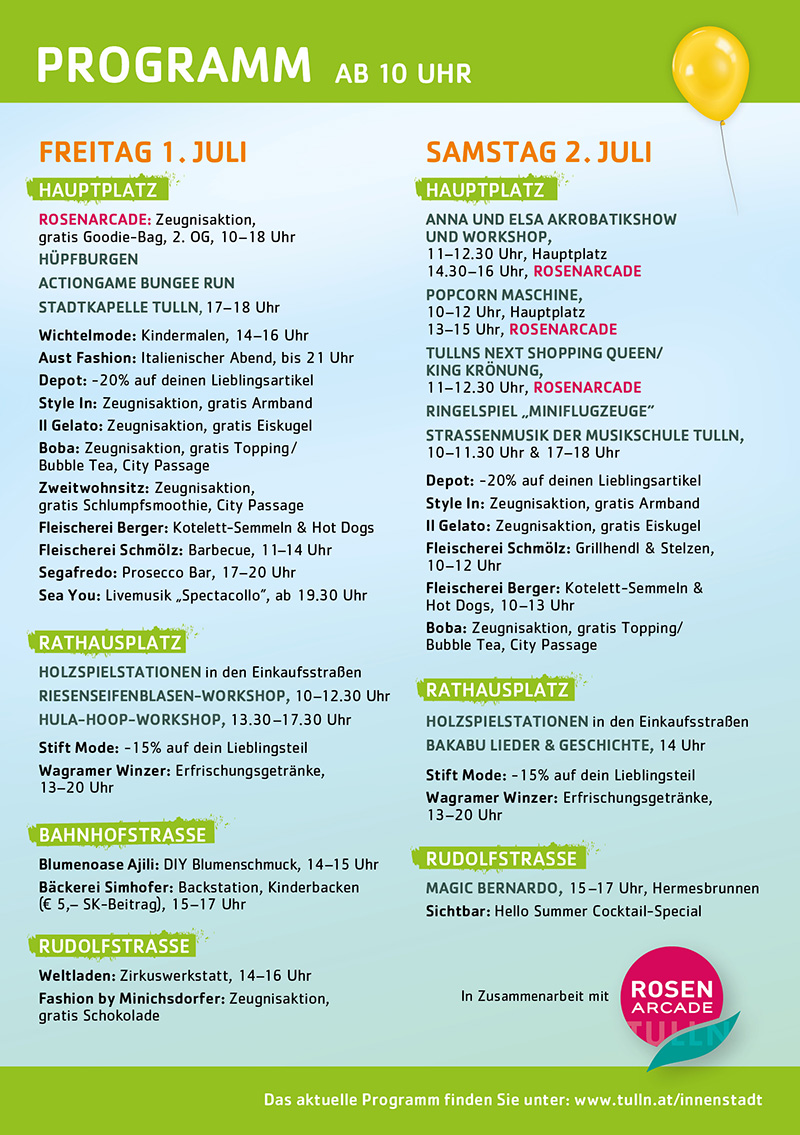 Programm HELLO SUMMER Schulschlussfest